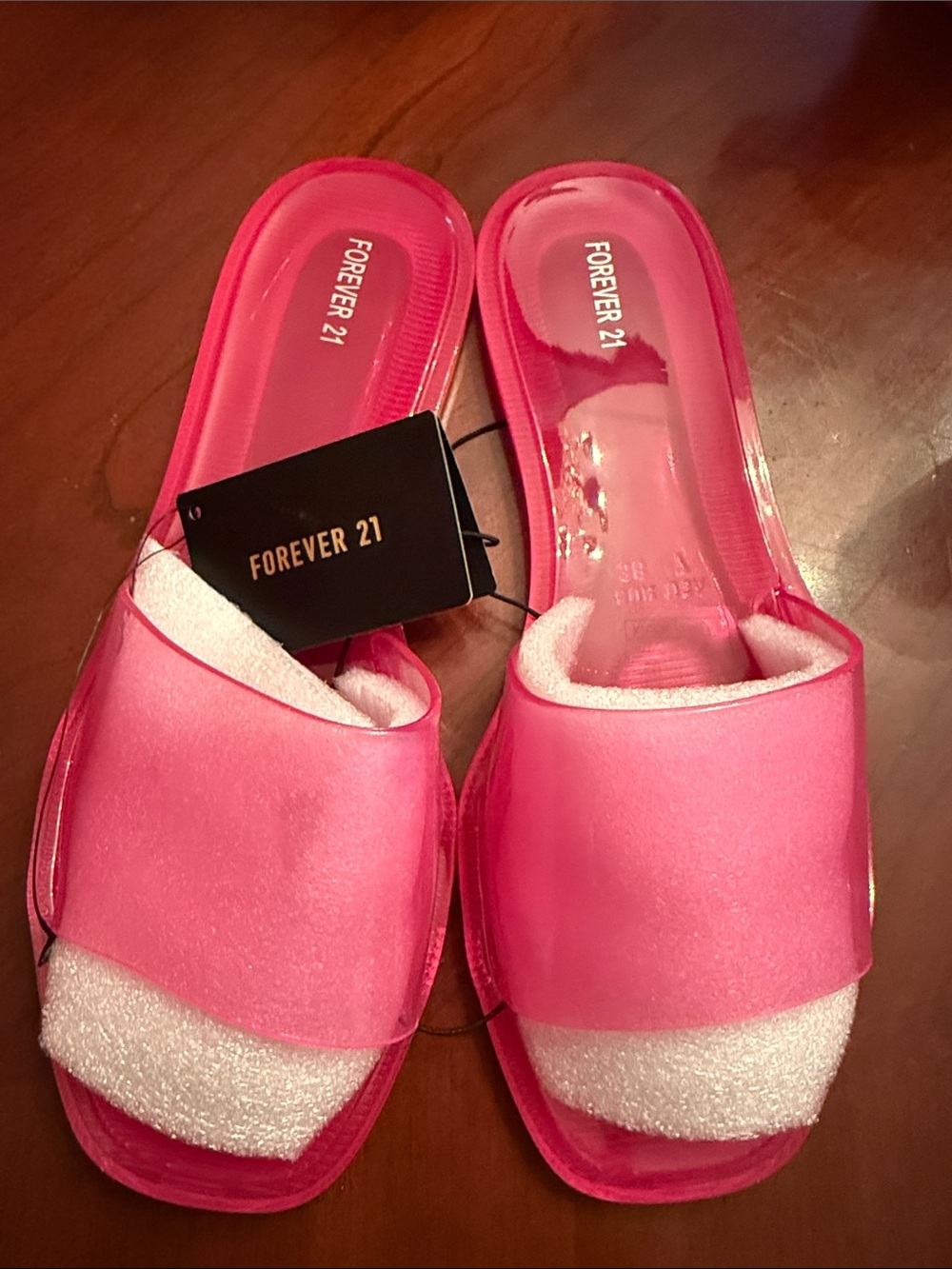 Forever 21 Bright Pink Slide Sandals
